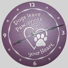 Paw-prints on your heart purple clock