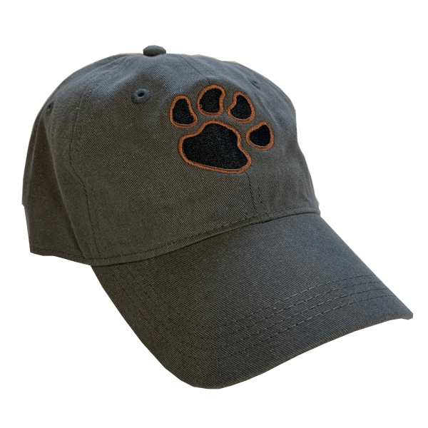 Grey Hat with Paw-Print in Rust Orange